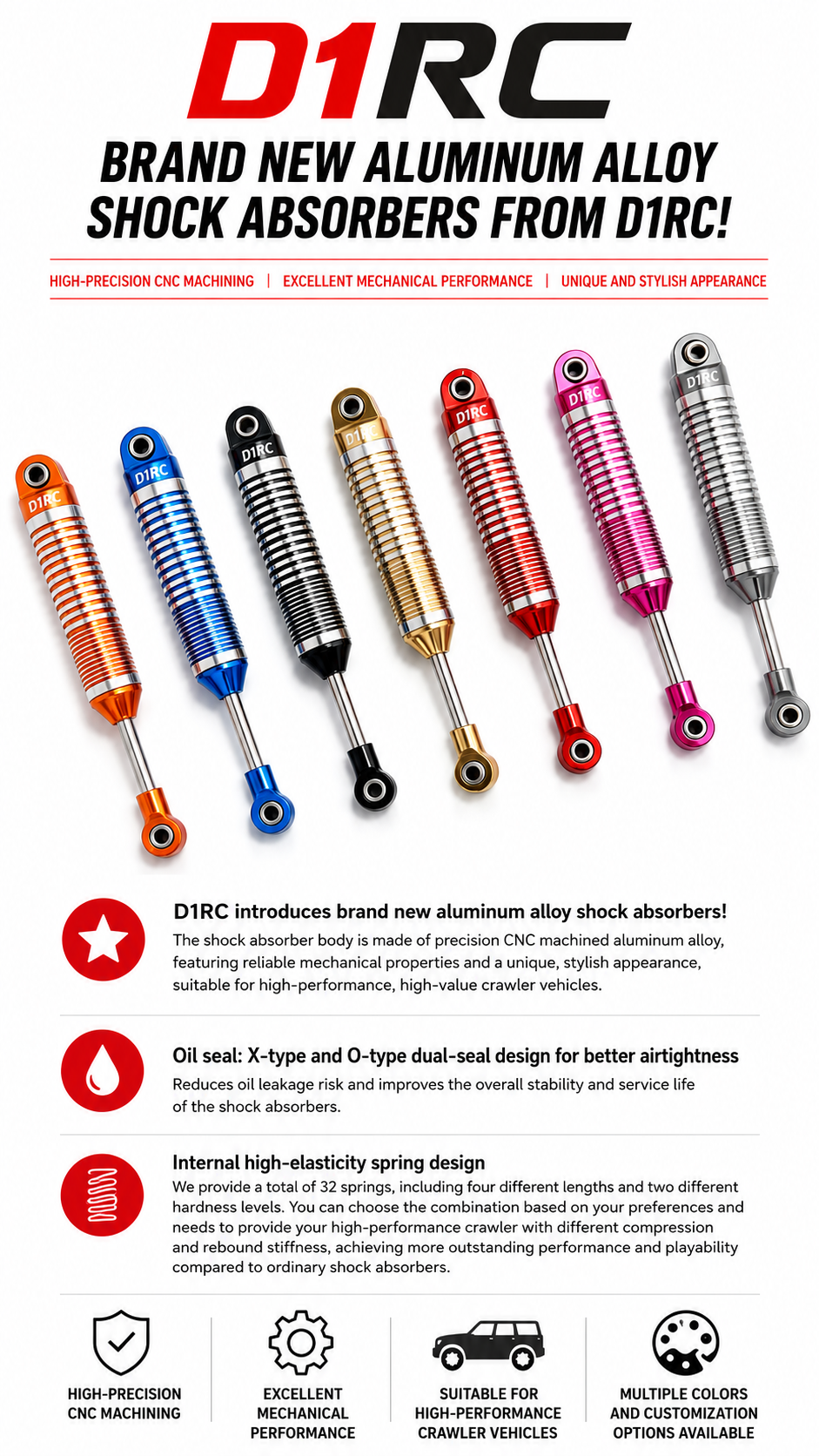 D1RC Ori Shocks – Exclusive Red & Black Colour 1/10 Scale Performance ...