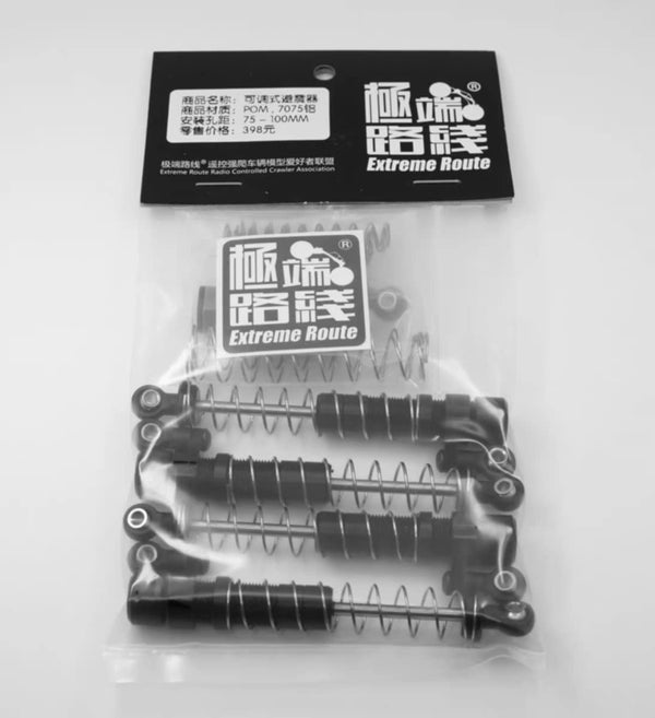 Extreme Route Lightweight Adjustable Shock Absorbers – 70–100mm (1/10 RC Crawler) Lightweight POM & 7075 Aluminum